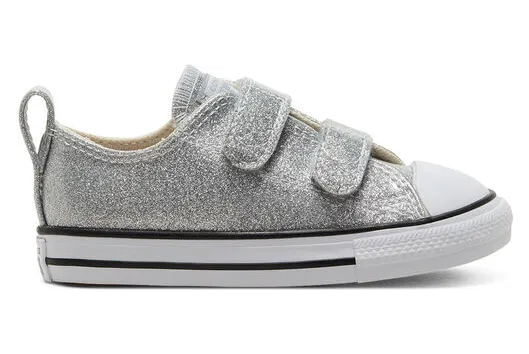 Converse Toddlers’ Coated Glitter Easy-On Chuck Taylor All Star Low Top Silver/White/Black (768470C)