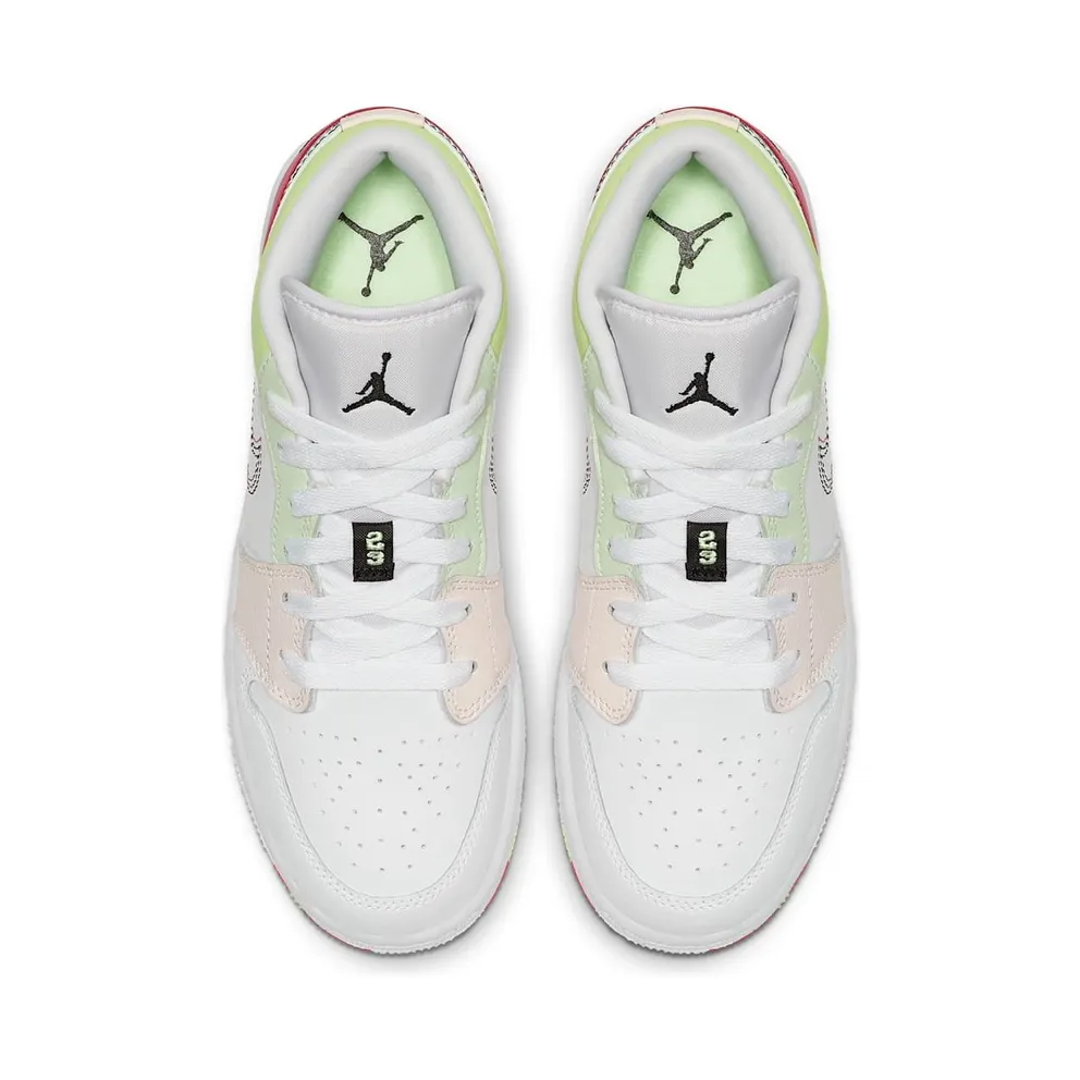 Jordan 1 Low Glow-In-The-Dark (GS) White/Ember Glow-Barely Volt-Black (554723-176)