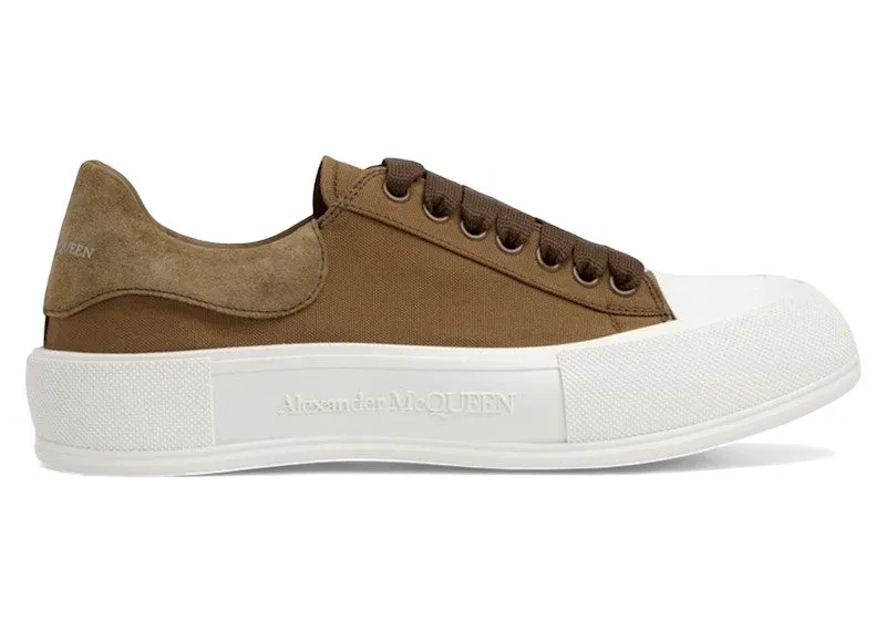 Alexander McQueen Deck Skate Plimsoll Lace-Up Khaki (654594 W4PQ1 3227)