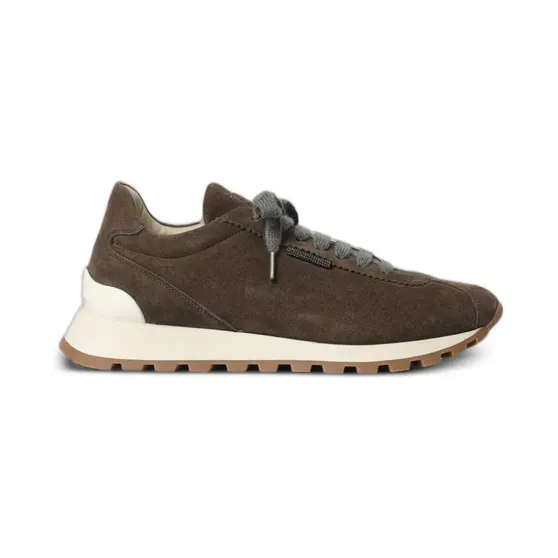 Brunello Cucinelli Wildleder-Sneakers mit Monile-Verzierung “Brown” (MZSFG2110C7284)