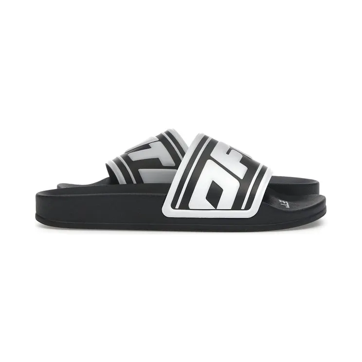 OFF-WHITE Embossed Logo Pool Slides Black White (OWIC007S22MAT0011001)