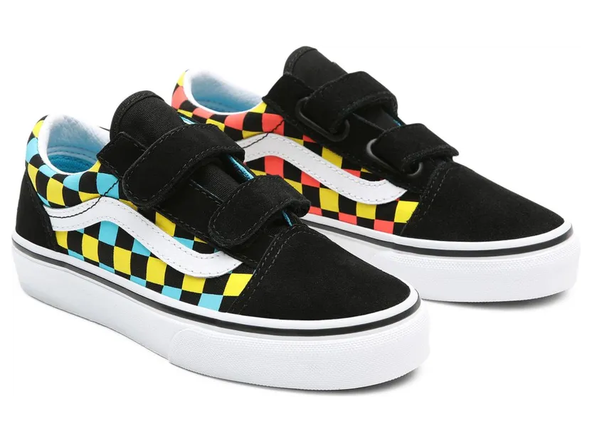 VANS Neon Glow Check Old Skool V Kinderschoenen Zwart (VN0A4UI130M)
