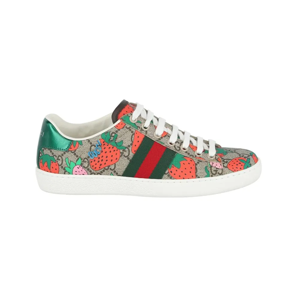 Gucci GG Supreme Ace Strawberry Sneakers Beige Multi (433900 G2210 8960)