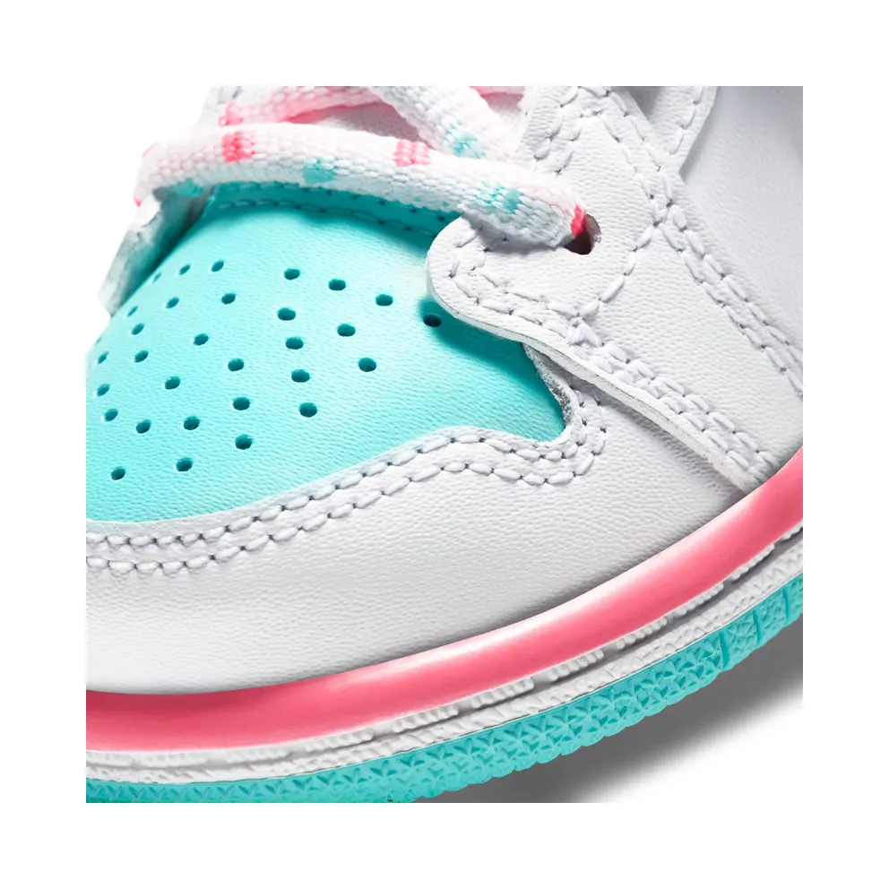 Jordan 1 Mid White Pink Green Soar (TD) White/Digital Pink-Aurora Green-Soar (644507-102)
