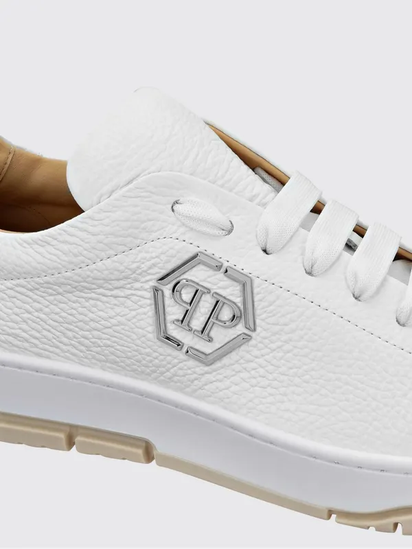 Philipp plein Low-Top Smooth Leather Sneakers with Hexagon Logo and Monogram White (AACSUSC0514PLE010N01) (2)