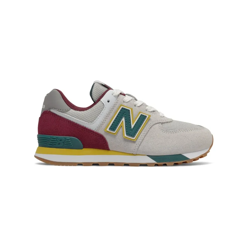 New Balance Kids Grey & Burgundy 574 Little Kids Sneakers (PC574PR1)