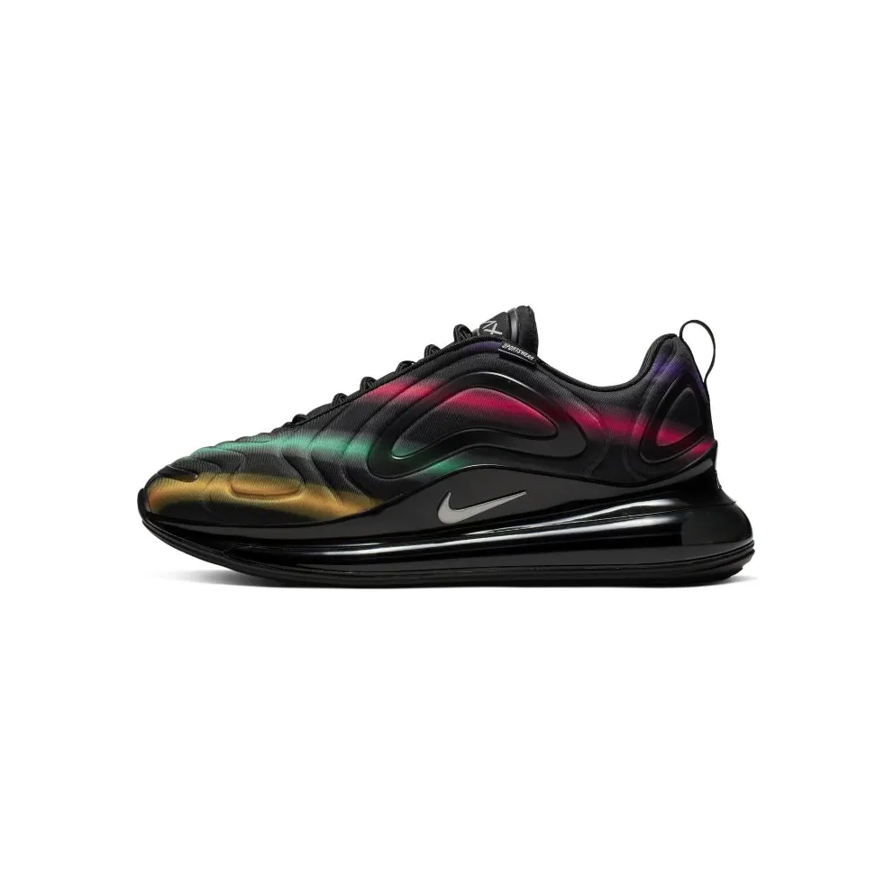 Nike Air Max 720 Black Neon Streaks Black/Metallic Silver-University Gold-Flash Crimson-Kinetic Green-Psychic Purple (AO2924-023)