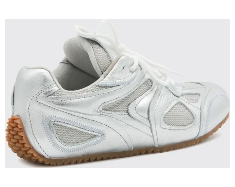Axel Arigato Slow Runner Low Top Laminated Leather and Mesh Sneakers Silver (F4233001) (2)