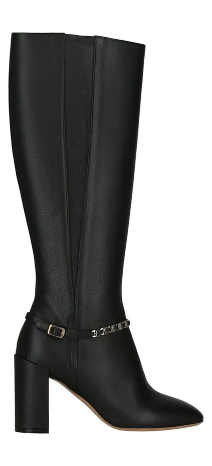 Ferragamo Triba Leather Knee High Boots Black (01R396-733606-1C)