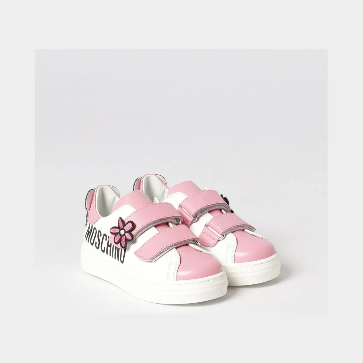 Moschino Leather Sneakers with Flower and Teddy Pink (8307001)
