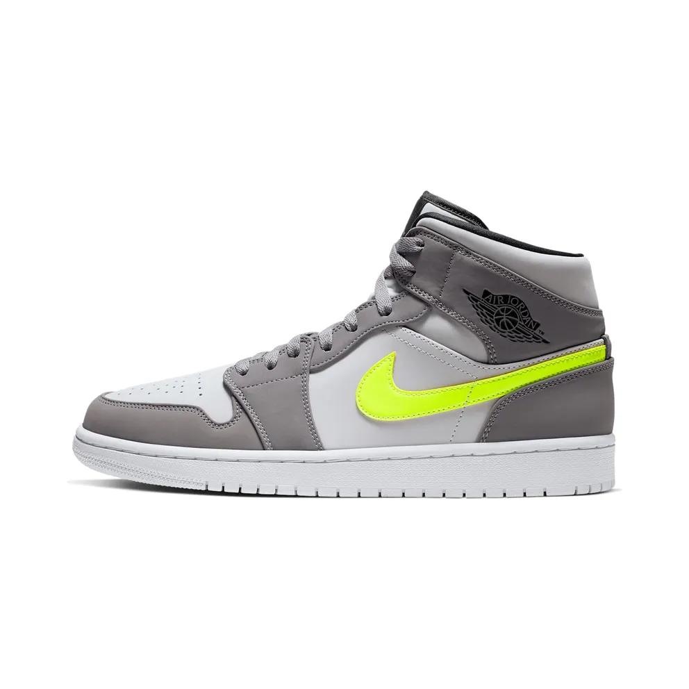 Jordan 1 Mid Gunsmoke Volt Gunsmoke/Volt-Neutral Grey-White-Black (554724-072)