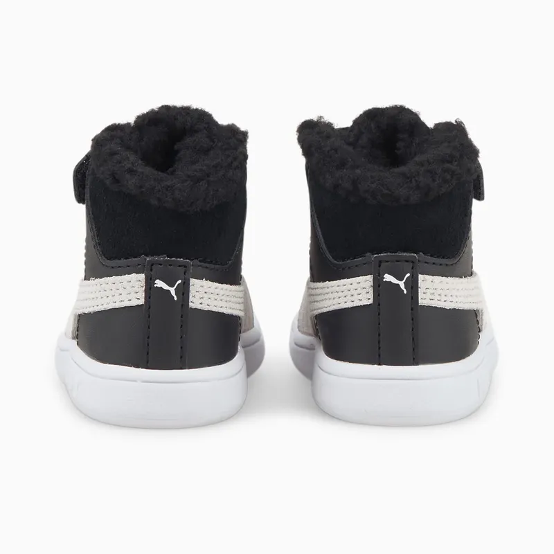 PUMA Smash V2 Mid Fur V Babies’ Black/White (366899-02)