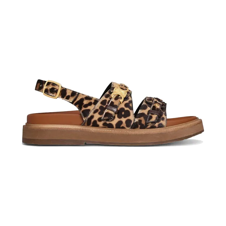 Celine Tippi Triomphe Sandal Leopard Print Beige Brown (359814598C.02WN)