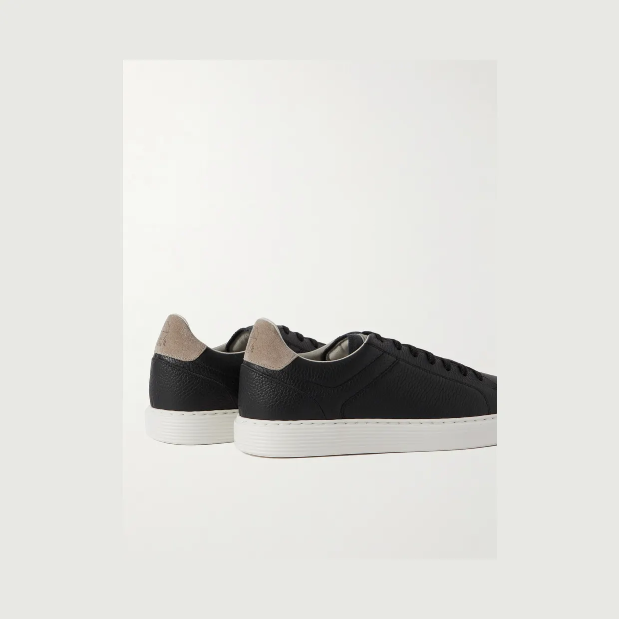 Brunello Cucinelli Suede-Trimmed Full-Grain Leather Sneakers Black (MZUASBJ264) (4)
