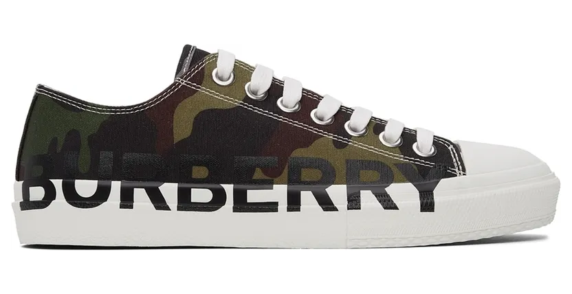 Burberry Green Camo Logo Print Sneakers (8041895)