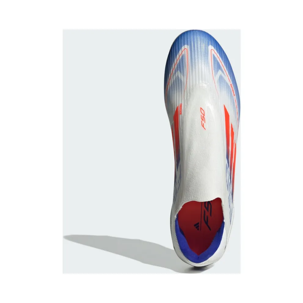 adidas F50 League Laceless Firm/Multi-Ground Cloud White Solar Red Lucid Blue (IE0606)