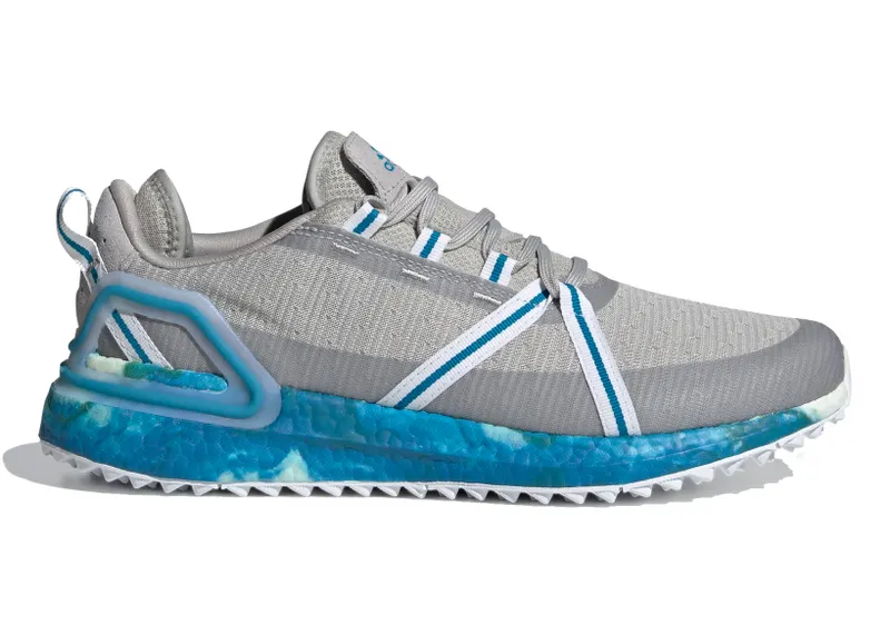 Adidas Solarthon Primeblue Limited-Edition Spikeless Golf Shoes Grey Two / Cloud White / Sonic Aqua (GV9750)