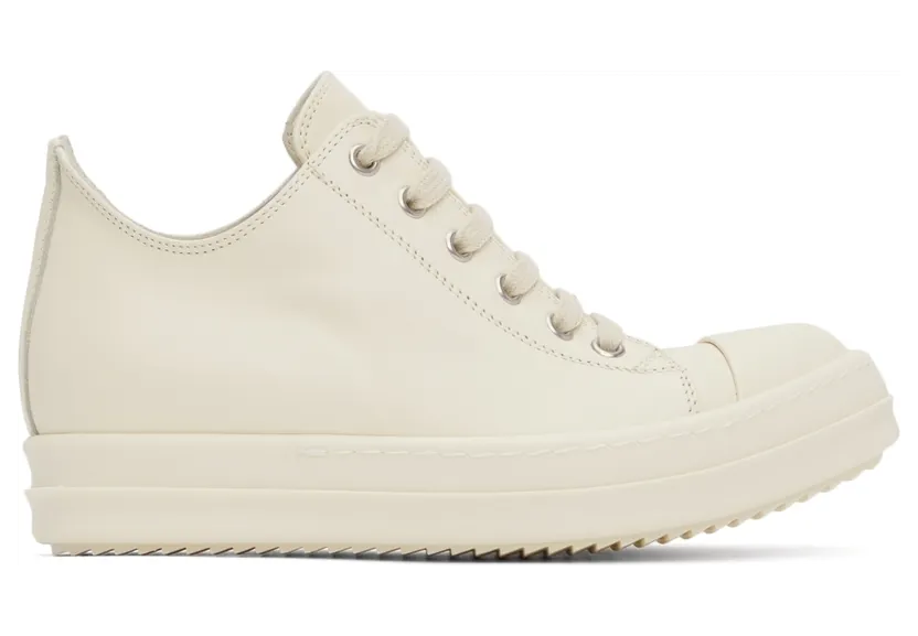 Rick Owens Off-White Grained Leather Low-Top Sneakers (RP02A7891 LPO)