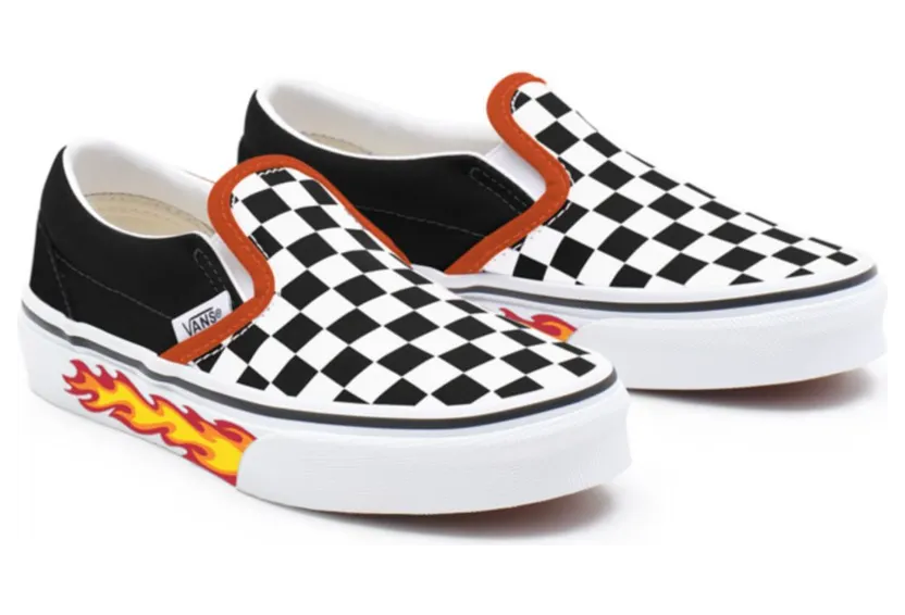 VANS Gepersonaliseerde Kids Checkerboard Flame Slip-on Zwart (VN0A3CST105)