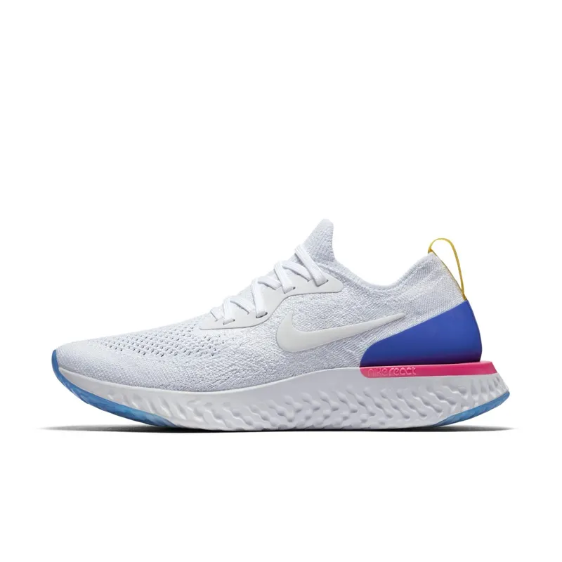 Nike Epic React Flyknit White Racer Blue Pink Blast (W) White/White-Racer Blue-Pink Blast (AQ0070-101)