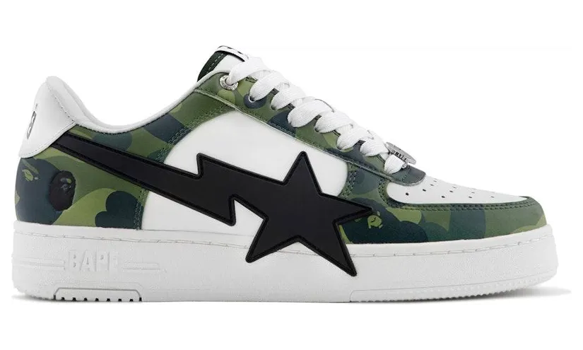A Bathing Ape Bape Sta Low OS #1 Color Camo Green White (1L30-191-308-GRN)