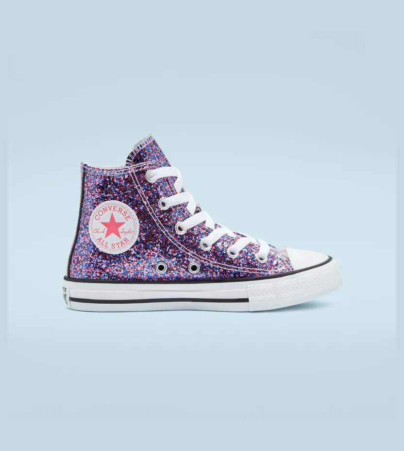 Converse Coated Glitter Chuck Taylor All Star High Top Bold Pink/white/black (670176C)