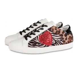 Moschino Sneaker In Animal-optik Glittery Heart (POLJA15132G1FIW112A)