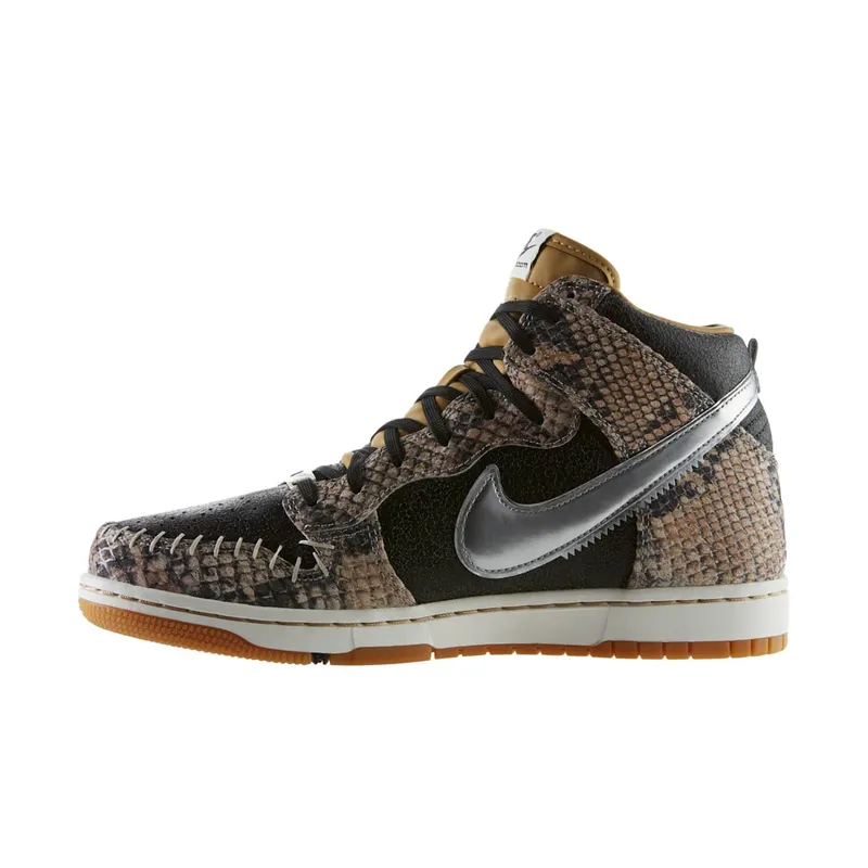 Nike Dunk High CMFT Snakeskin Black/Metallic Silver-Sail (716714-001)