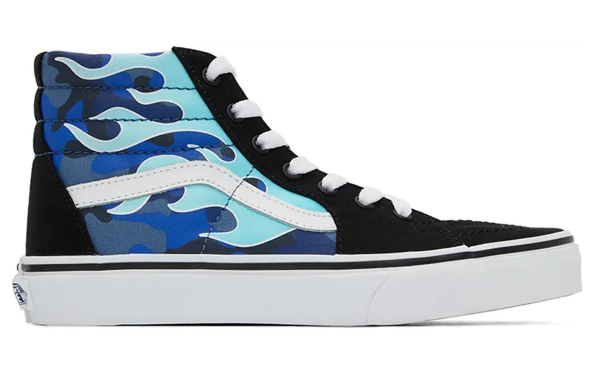 Vans Kids Black & Blue Camo Flame Sk8-Hi Big Kids Sneakers (VN0A4UI2ABW1)