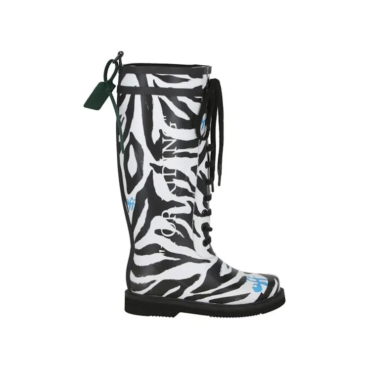 OFF-WHITE Zebra Print Rain Boot White Black (IE017S22 MAT00 10110)