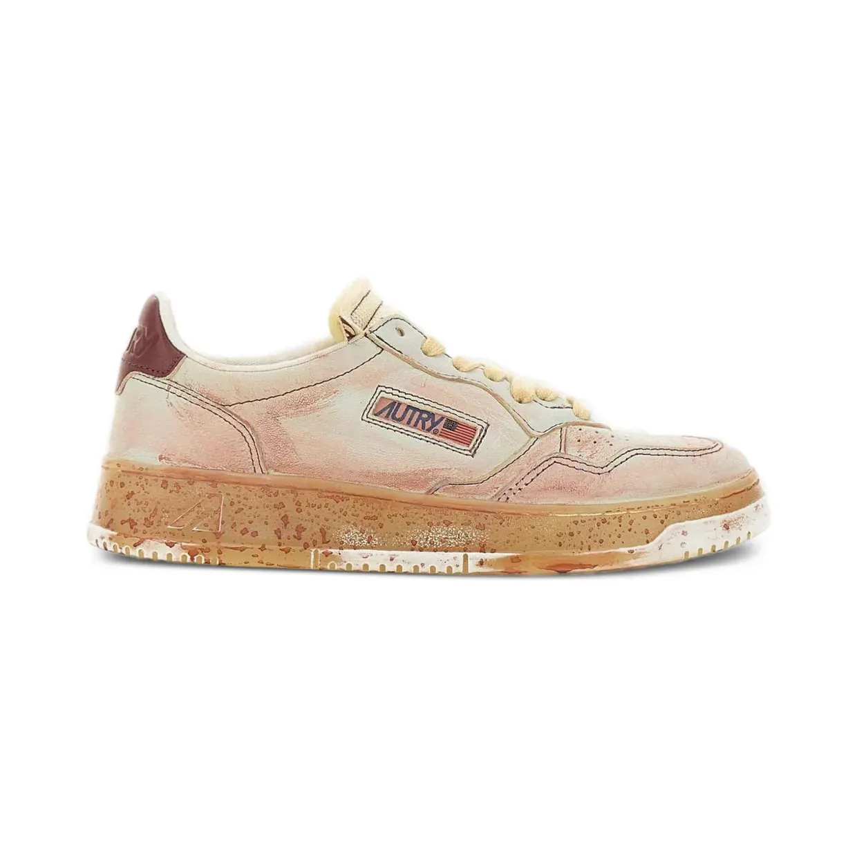 Autry Sneakers met leren vlakken – Beige (AVLWED03)