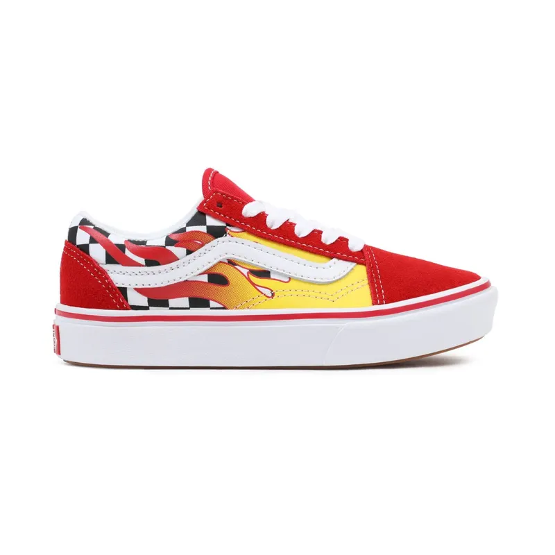 VANS Flame Comfycush Old Skool Kids’ Shoes (Red)