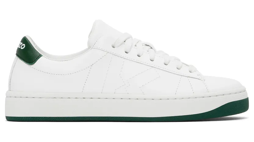 Kenzo White & Green Sport Logo Sneakers (FA62SN171L50)