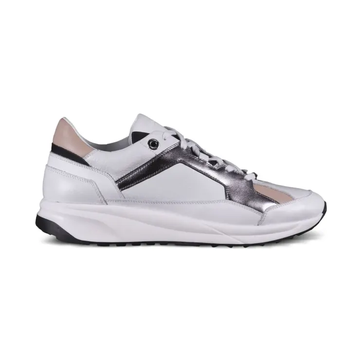 Moorer Leren low-top met metallic vlakken “White” (MODSN100002TEPAF13)