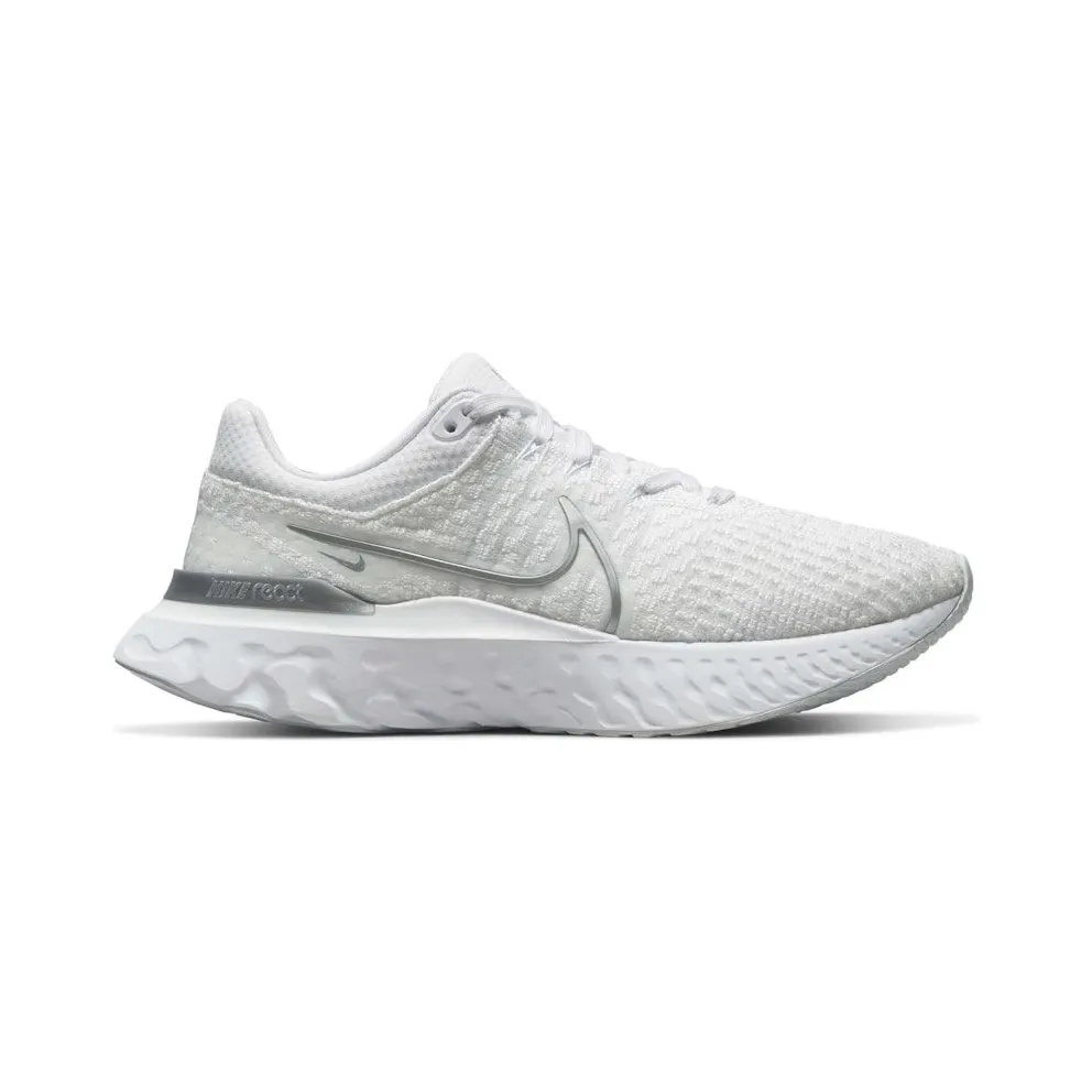 Nike React Infinity Run Flyknit 3 White Metallic Silver (DD3024-101)