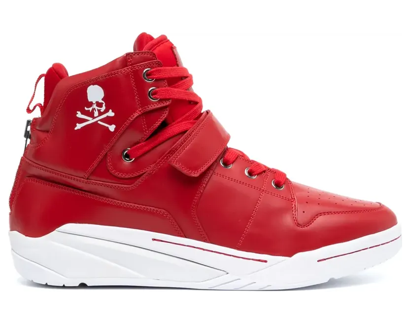 Mastermind World Leren riem met doodskopprint “Red” (MM01S18U01LE0040)
