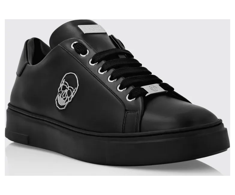 Philipp plein Skull Print Smooth Leather Low-Top Sneakers Black (LADSUSC0789PLE005N0202)