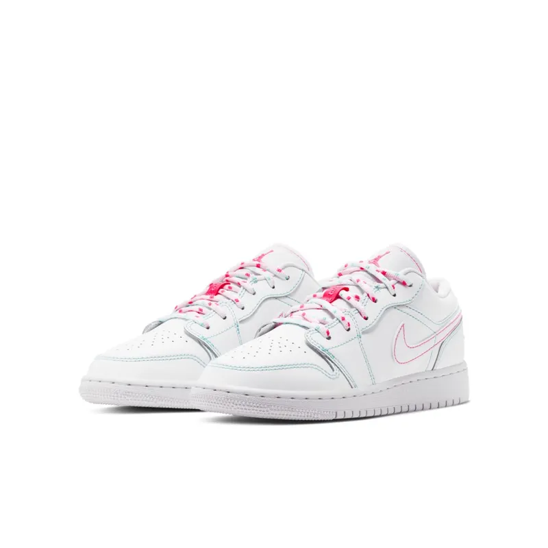 Air Jordan 1 Low White Green Pink (GS) (554723-101)