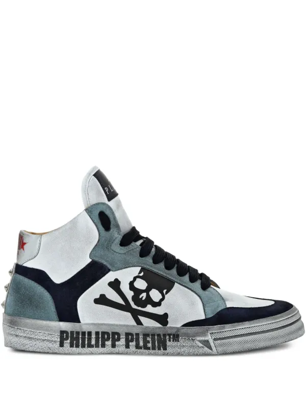Philipp Plein High-top sneakers with doodskop-patroon – Black (UAESUSC0890PLE005N)