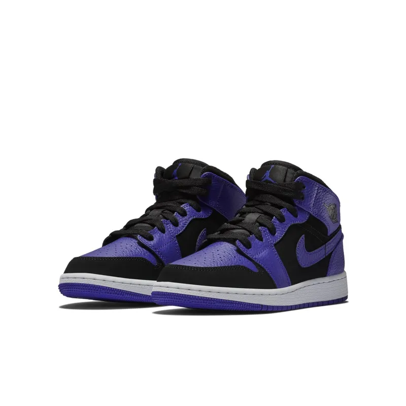 Jordan 1 Mid Black Dark Concord (GS) Black/Dark Concord-White (554725-051)
