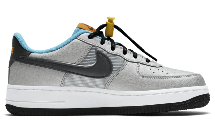 Nike Air Force 1’Sky ‘ GS Metallic Silver/Hyper Crimson/Speed Yellow/Black (CW6011-001)
