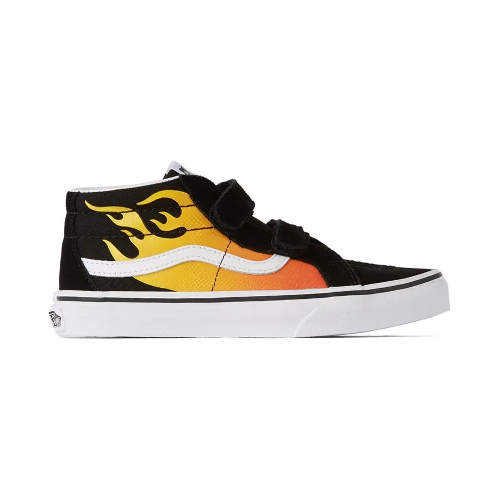 Vans Kids Black & Yellow Hot Flame Sk8-Mid Reissue V Big Kids Sneakers (J VN0A4UI599C)