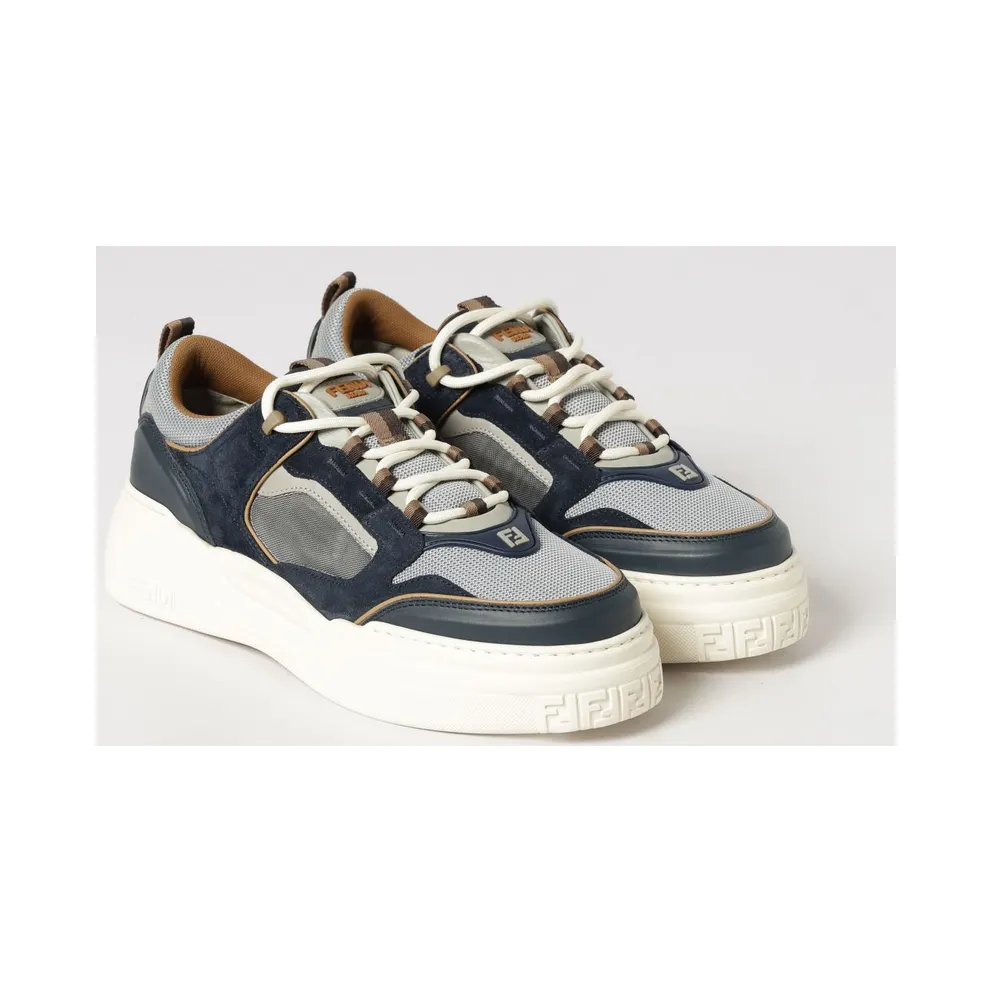 Fendi Force Low-Top Suede Calfskin Trainers with Chunky Sole Blue (7E1929AY1YF1WPM)