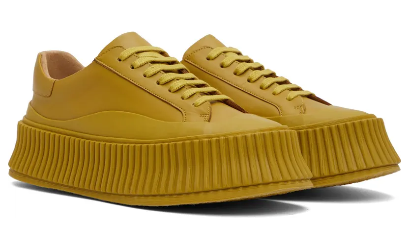 Jil Sander Yellow Agnellato Platform Sneakers (JS32108A_15213) (4)