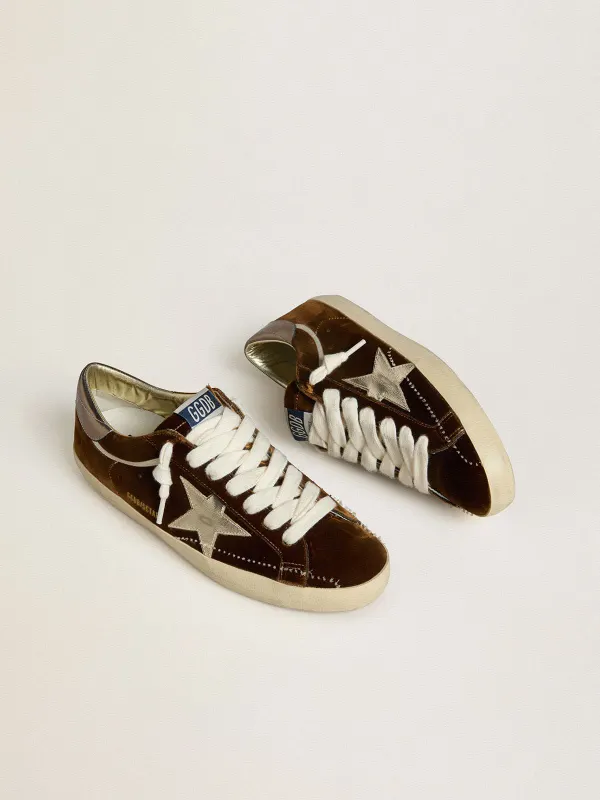 Golden Goose Super-Star In Cognac Velvet With Metallic Leather Star And Heel Tab (GWF01016.F007893.55713) (2)