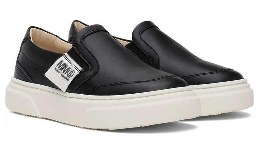 MM6 Maison Margiela Kids White Logo Slip-On Sneakers (70332) (4)