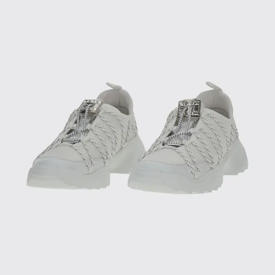 Roger Vivier Viv’ Zag Mesh Sneakers with Jewel Detail White (RVW75644240V53B001)
