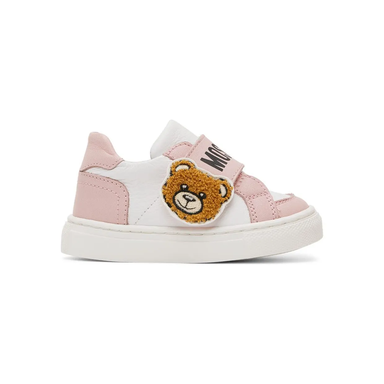 Moschino Baby White & Silver Teddy Velcro Sneakers (71691)