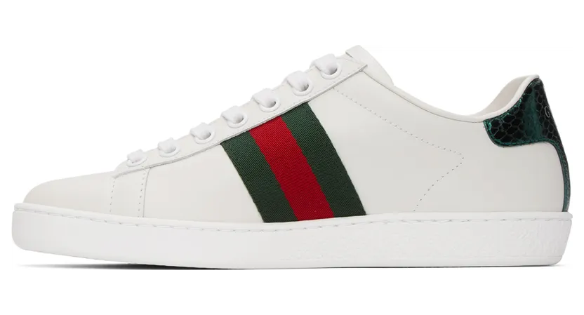Gucci White Embroidered Bee Ace Sneakers (431942 02JP0) (3)