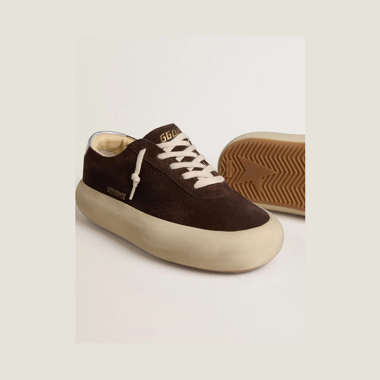Golden Goose Space-Star In Dark Brown Suede With Metallic Silver Heel Tab (GMF00376.F007975.55599) (3)
